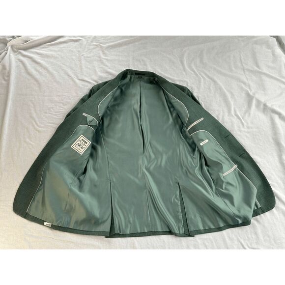 Jos. A Bank Sports Coat/Blazer 42 Long Silk/Wool Blend Dark Green Tailored Fit - Picture 2 of 11